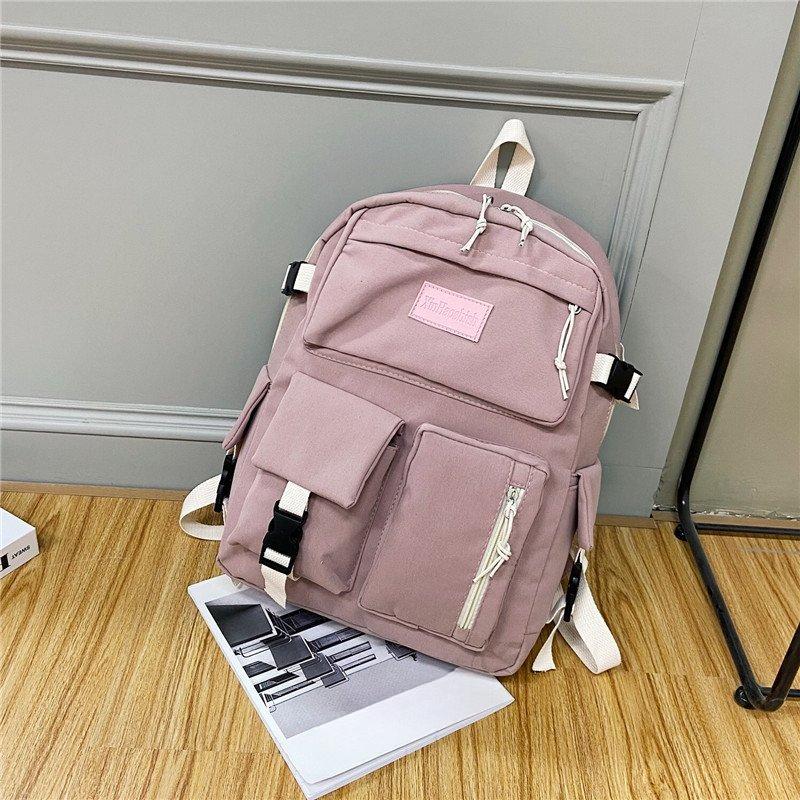 Canvas Women's Backpack Students School Bags for Girls Teenager Cute Multi-pocket Schoolbag Rucksack Handbags Laptop Backpack