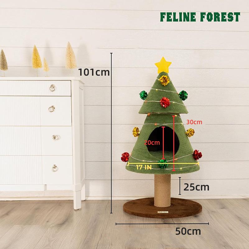 Christmas tree cat climbing frame cat litter integrated sisal cat scratching column resistant to scratching crumbs
