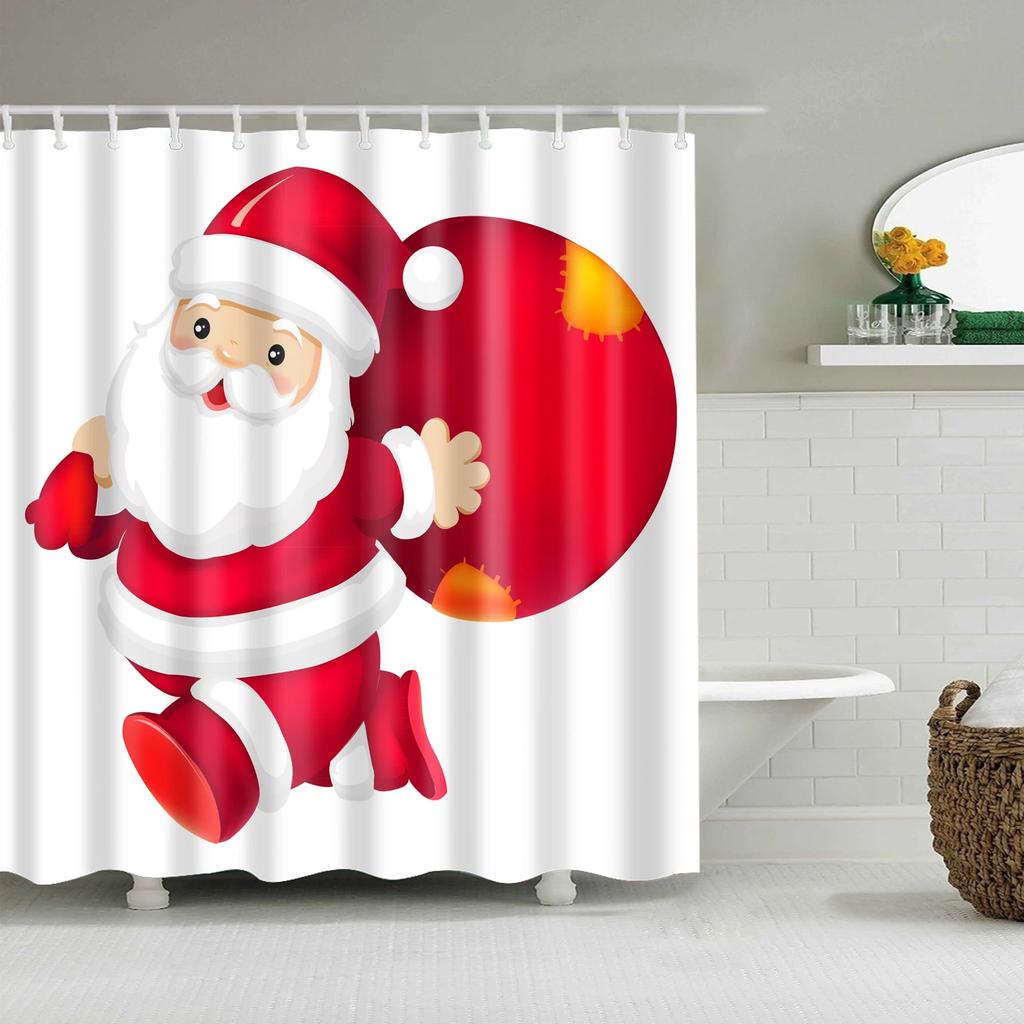 Waterproof Merry Christmas Bathroom Shower Curtains Snowman Santa Bell Elk Pattern Bath Curtain for Bathroom Home Decor