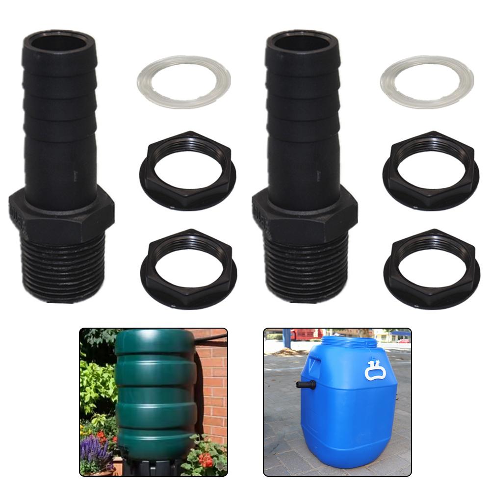 2 Juegos de Conectores de Manguera de 25 mm con Anillos de Sellado y Arandelas de Unión para Tanques de Agua Adecuados para la Recolección y Almacenamiento de Agua de Lluvia