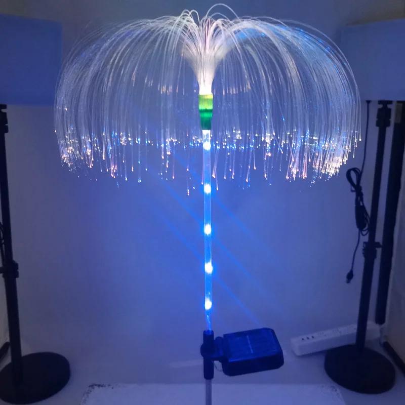 Solar Fiber Optic Light, Colorful Jellyfish Waterproof Outdoor Fireworks LED Courtyard Lawn Atmosphere Decoration Light