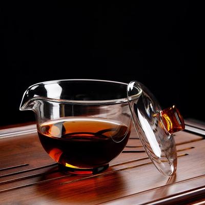 HMLOVE Hitzebeständiges Glas Gaiwan Transparent Deckel Schale Deckel Große Teetasse Terrine Reise Teegeschirr Sets Haushaltsgeschenk 200ML