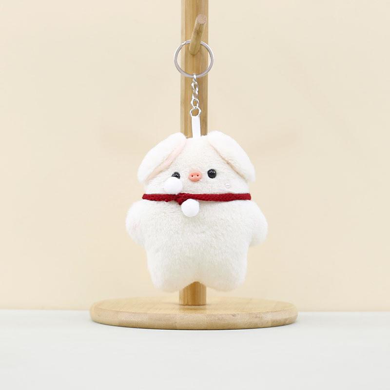Cute Piglet Plush Keychain With Cozy Scarf Fluffy Stuffed Toy For Kids And Adults