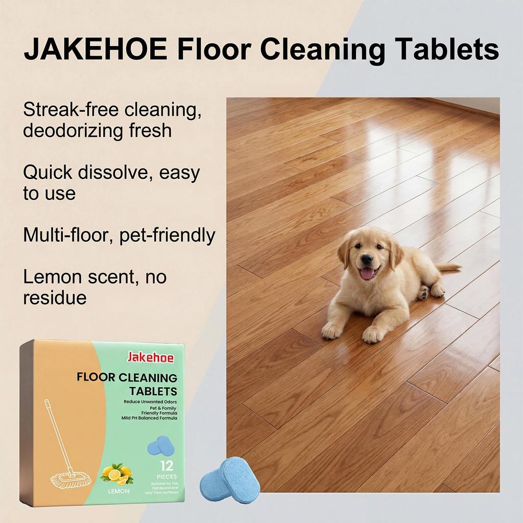 Jakehoe floor cleaning tablets decontaminate and protect the floor, fresh and fragrant, suitable for many materials 12pcs