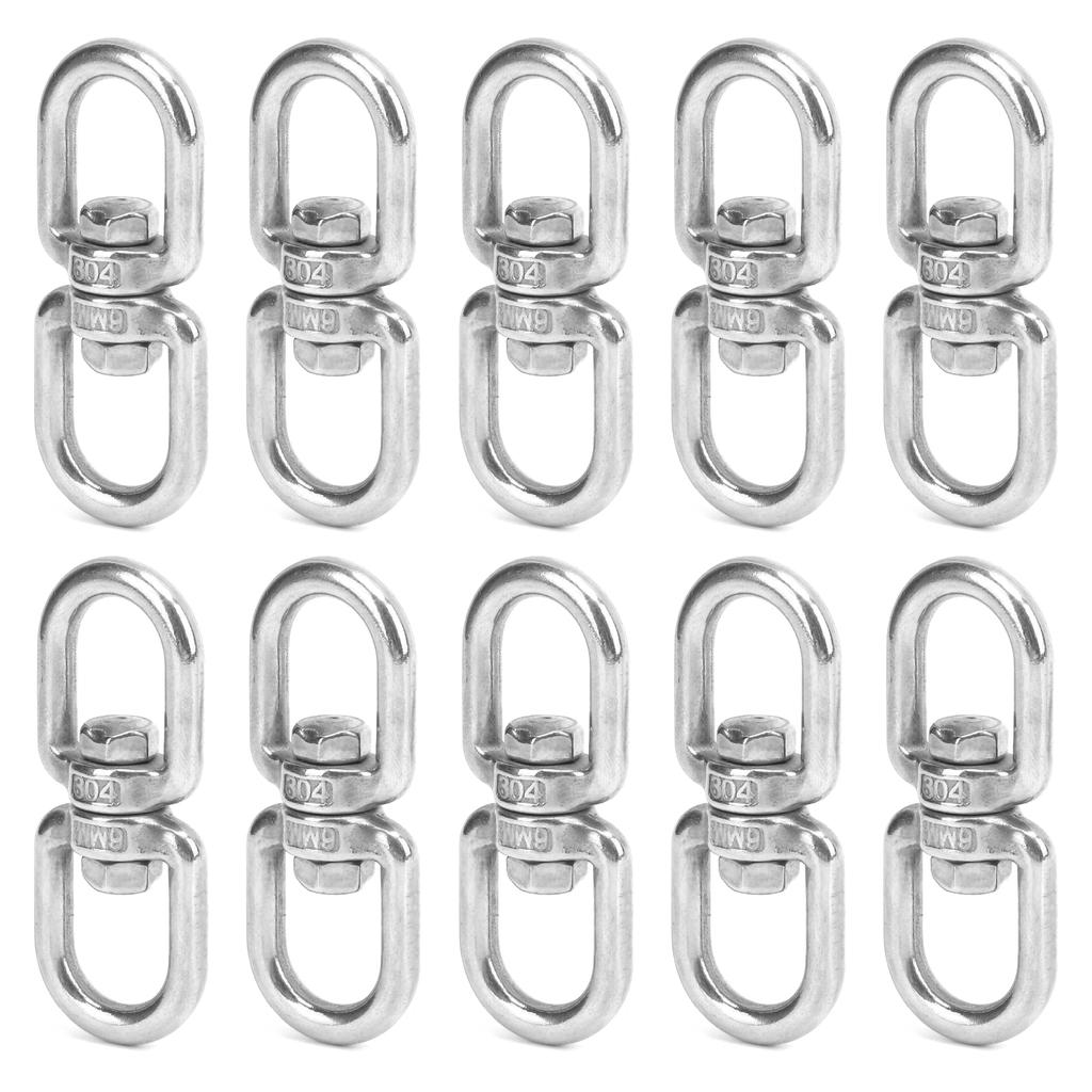 10Pcs Swivel Hooks M6 Double Ended Stainless Steel 8?Shape Shackle Ring Connector