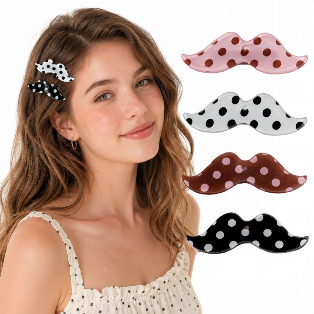 Korean Bangs Clip Polka Dot Snap Clip Fashion Beard Shape Hair Clips Kawaii Accessories
