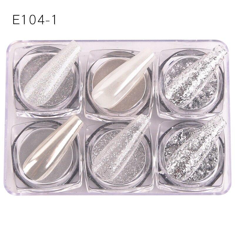 6 ks nail art třpytivý prášek na zdobení nehtů lesknoucí se pigmentové vločky flitr nail art dekorace
