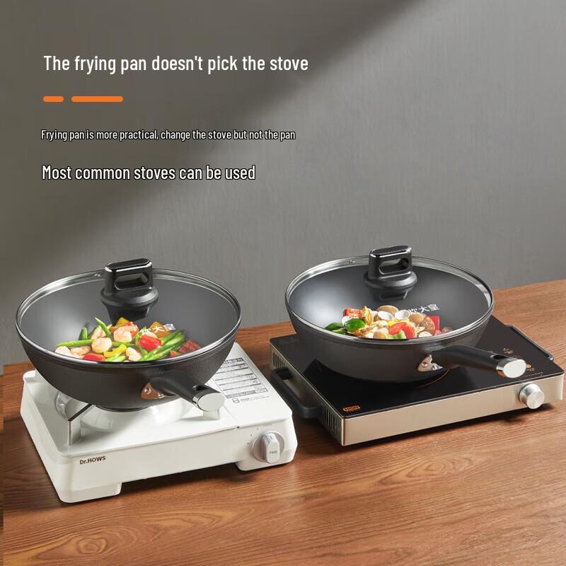 

COOKER KING DJ32ZT 32cm Nitrided Cast Iron Wok with Lid