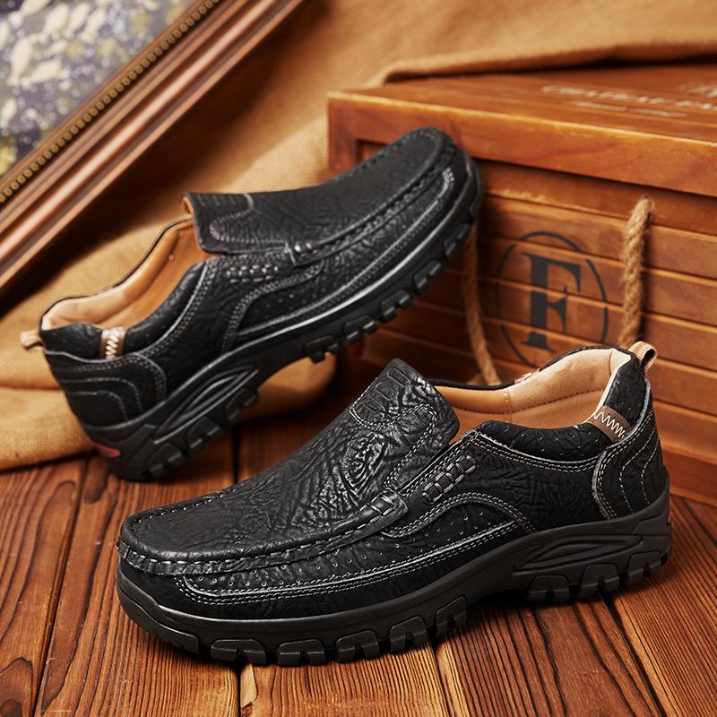 Handmade Genuine Cow Leather Men Shoes Outdoor Casual Shoes Moccasins Man Flats Shoes