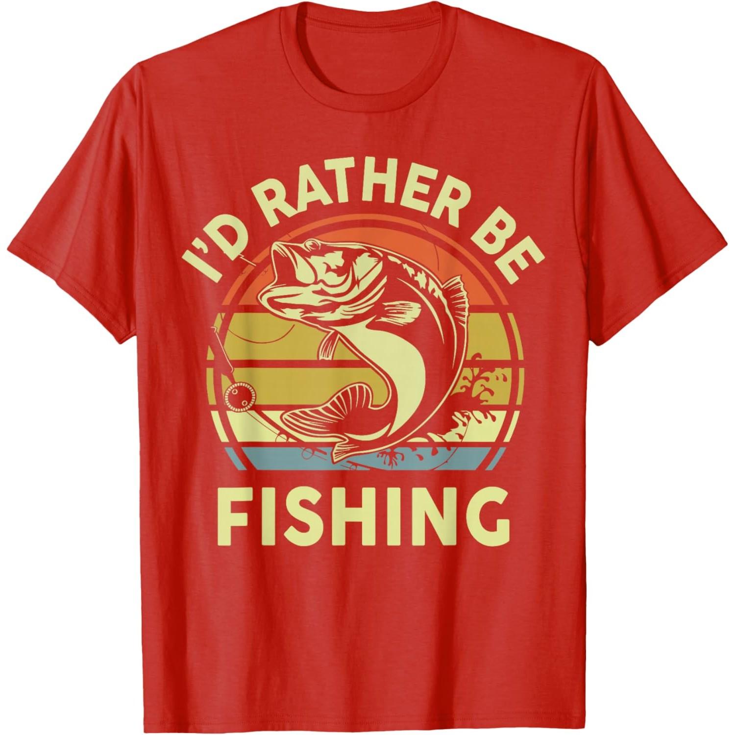 

Fishing Unisexs Id Rather Be Fishing Bass Fish Dad Jokes Funny TShirt S