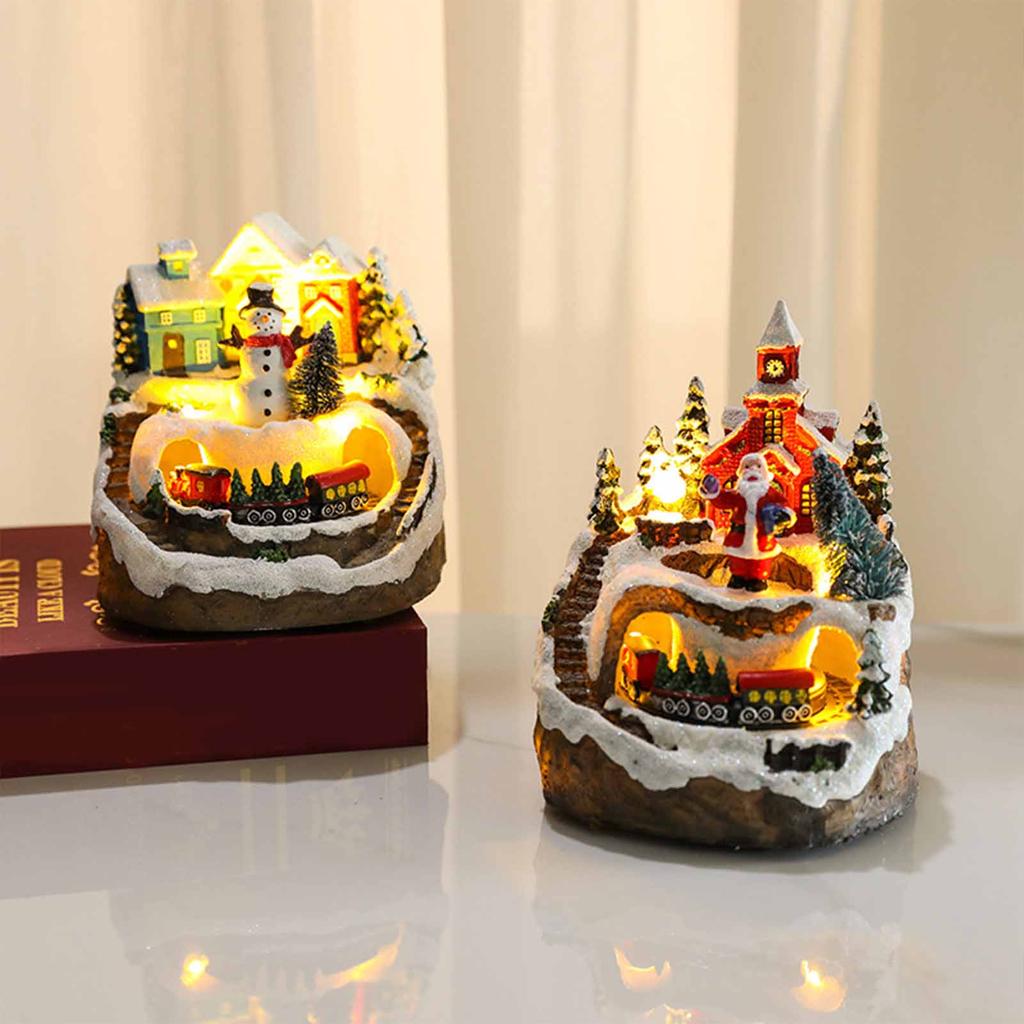 Christmas Light Up Music Snow House Rotating Snow House 12x11x15cm Glowing Decor Holiday Gift Batteries Not Include