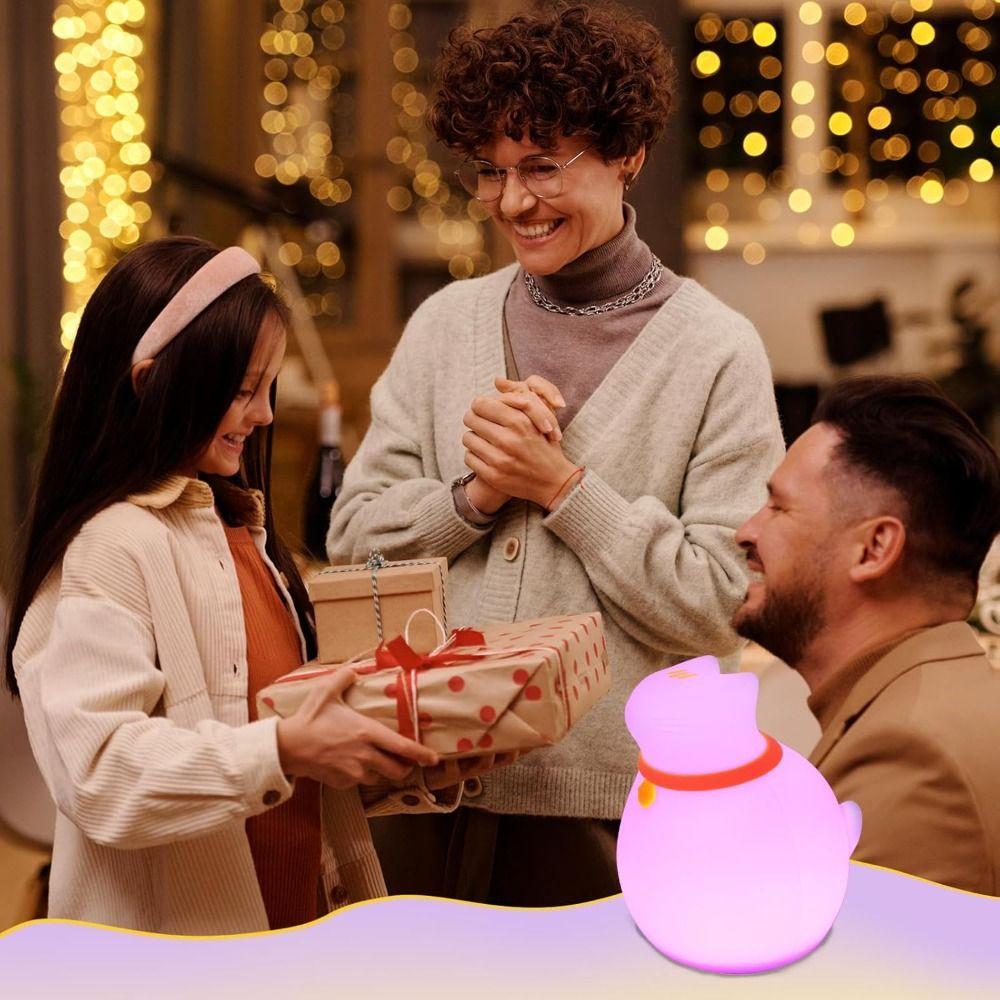 USB Rechargeable Color Changing Cat Night Light Soft Silicone Cute Cordless Touch Light 3 Modes RGB Nursery Sleeping Lamp