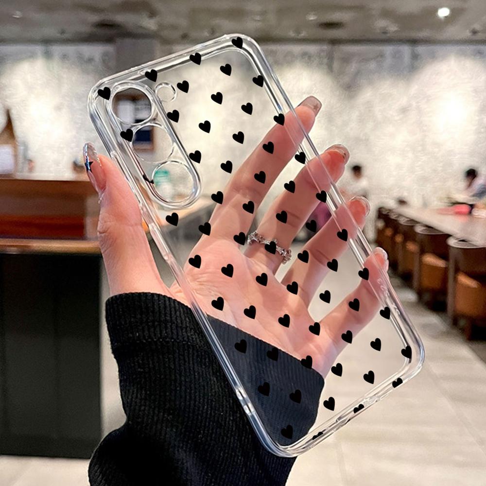 For Samsung Galaxy A54 Heart Love Phone Case A14 A24 A34 A15 A25 A35 A55 A06 Non-Yellowing Transparent Clear Cover Silicone Back