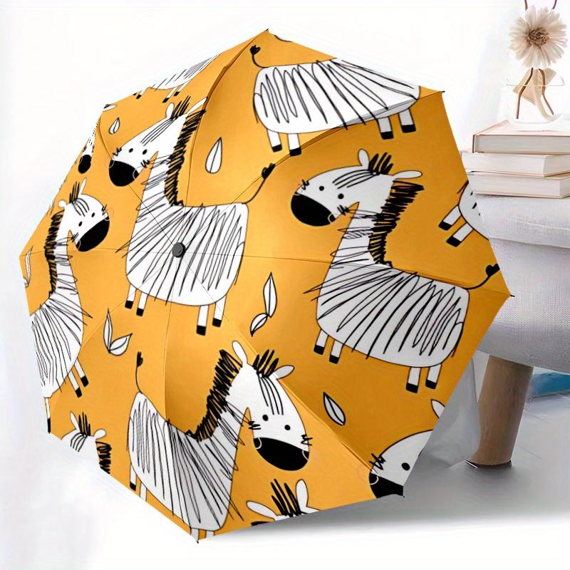 1pc Zebra Pattern Automatic Open/close, All-Season Portable Folding Umbrella, Travel, Everyday, Formal Events - Compact Luxury Parasol, Outdoor Access