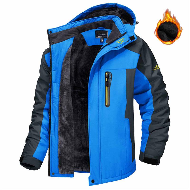 

Winter Thicken Fleece Jacket Mens Waterproof Hiking Skiing Jackets Outdoor Mountain Trekking Windbreaker Parka Male 7XL