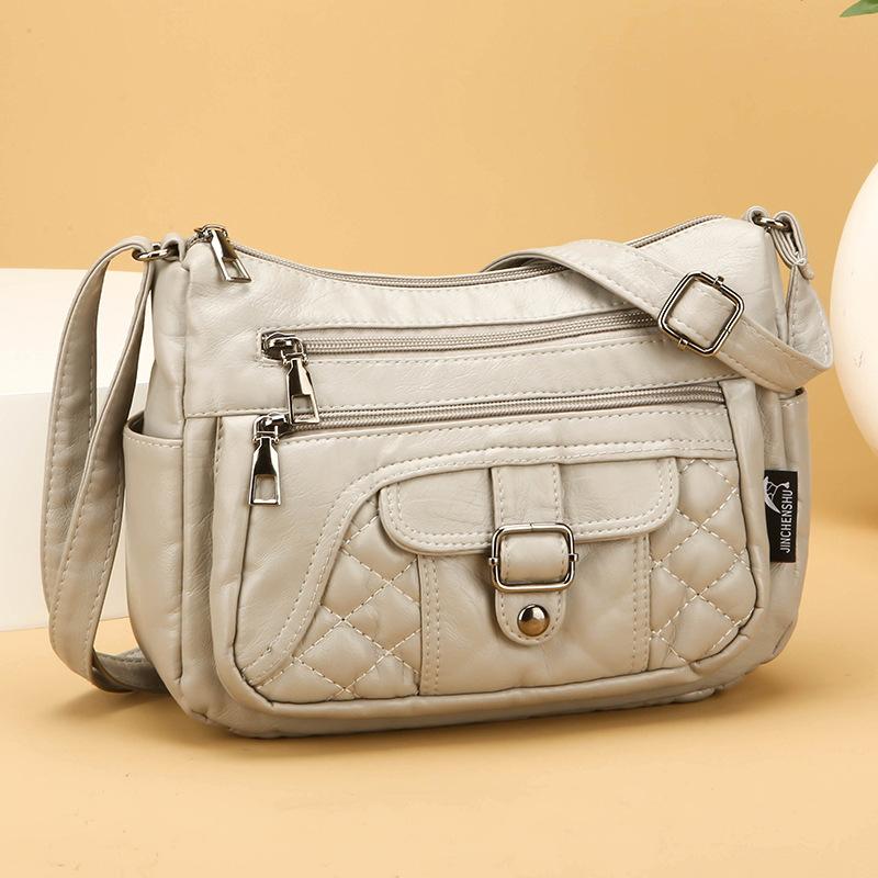 

Женская ромбовидная сумка через плечо из мягкой кожи, сумка для мамы среднего возраста, маленькая квадратная сумка серый