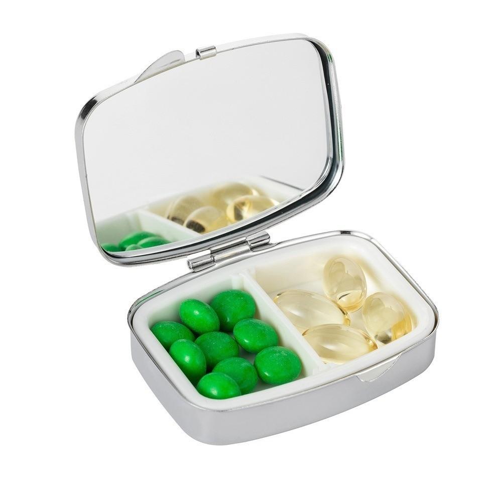 Tragbarer Diamantenbesetzter Pillendose Kristall Diamant mit 2 Fächern Pillendose Bling Pillen Organizer Reise