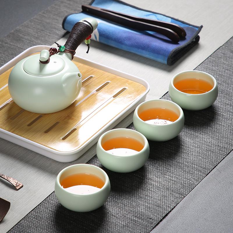 Kung Fu Tea Set with Tea Tray, Simple Modern Teapot, Japanese, Hotel Rooms, Dormitory, Home