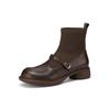 Fashion New Autumn Genuine Leather Women Boot Fashion Round Toe Boots for Women Short Boots Botines Mujer Chunky Heels Skinny Boots