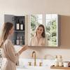 Wall-Mounted Bathroom Mirror Cabinet, Medicine Cabinet with 3 Doors, Adjustable Shelves, Grey