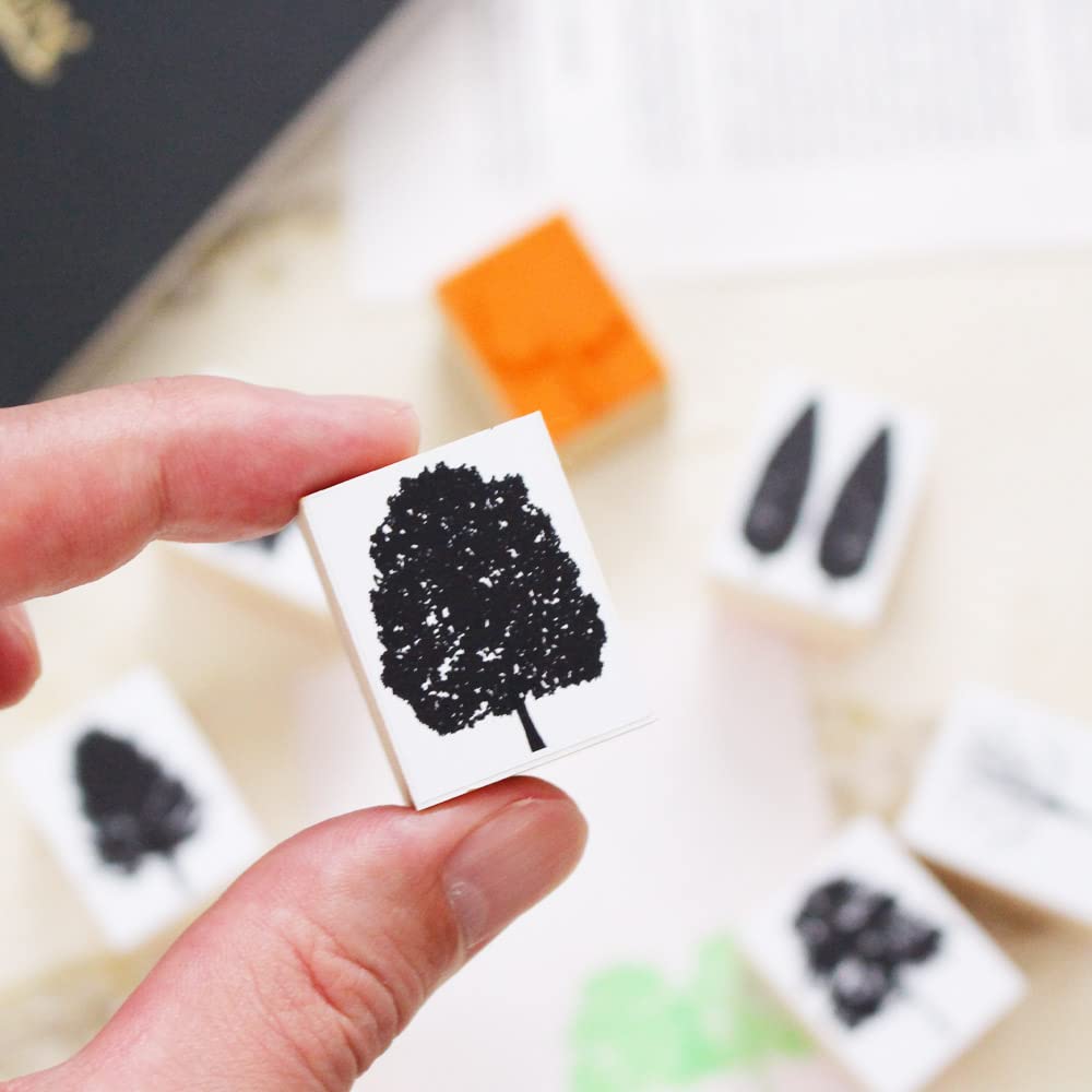 Cute Wooden Rubber Stamp Set with and Nature Perfect for Letter and Perfect As a Made In Japan Leaf, Tree, Forest, Designs, Eco-Friendly, Bridal,