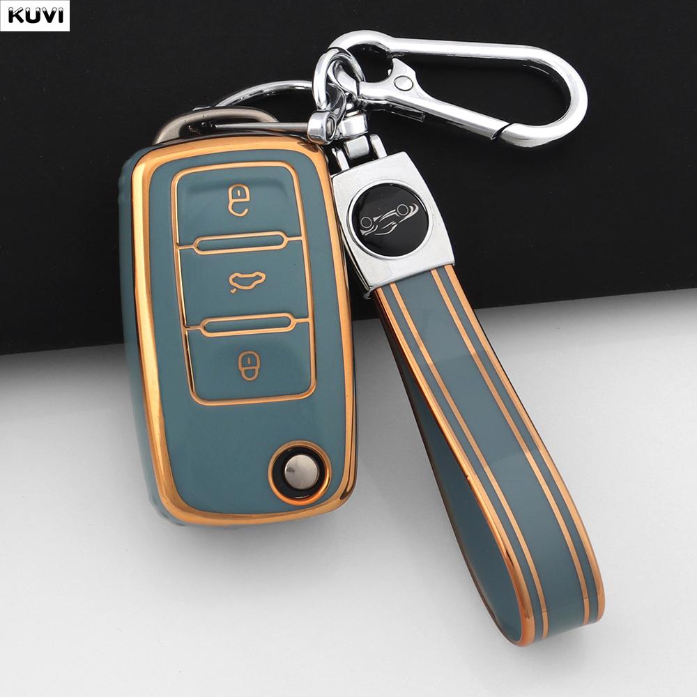 Pink Tpu Car Flip Key Case Cover For Volkswagen Vw Polo Golf Passat Tiguan Beetle Caddy T5 Up Eos Skoda Octavia Seat Leon Altea