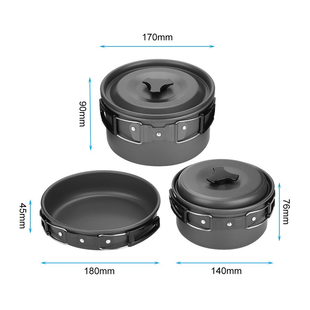 Outdoor Camping Picnic Barbecue Cooking Set Cookware for 2 3 People