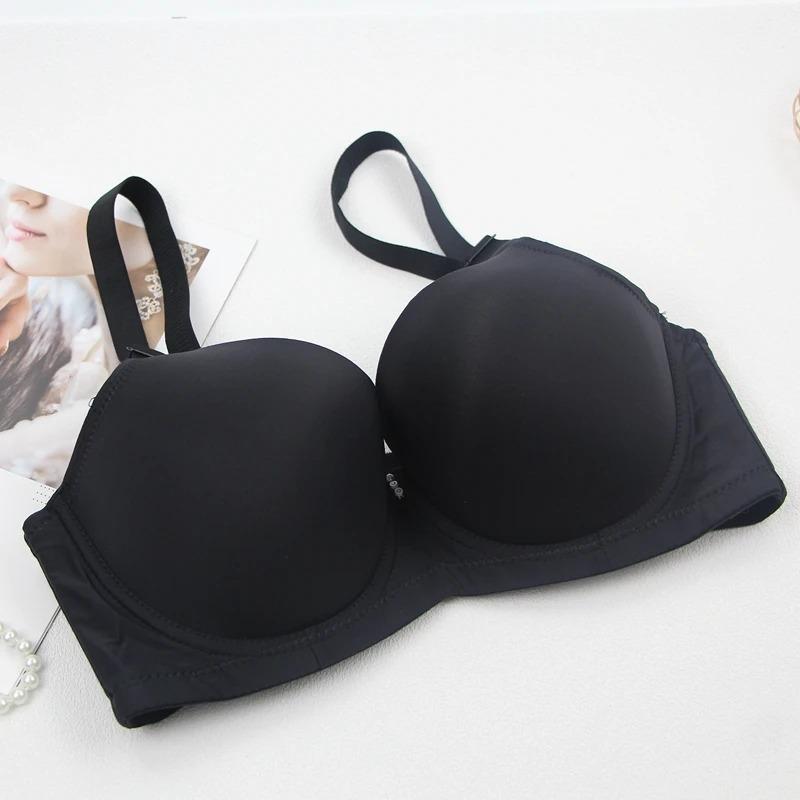 Roupa Íntima de Recolhimento Sem Costura Top Ajustável de Suporte Sutiã Anti-Flacidez Confortável para Mulheres Cor Sólida Sutiã Fino