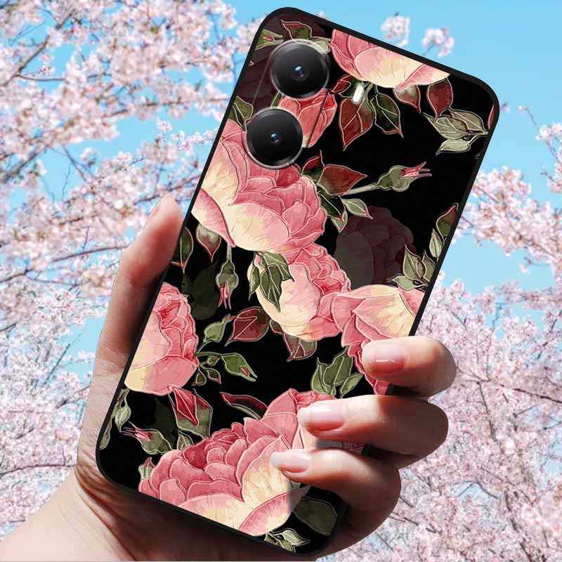 For Xiaomi Poco X7 Pro 3D Relief Flower Emboss Soft Silicone Case Cartoon Painted Back Cover for Poco X7 Pro with 3D Relief Case