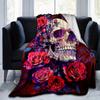 1pc Skull and Roses Cartoon Blanket  Soft Throw for Room Decor, Perfect Gift for Friend, Living Room, Travel, Camping, Car Blankets