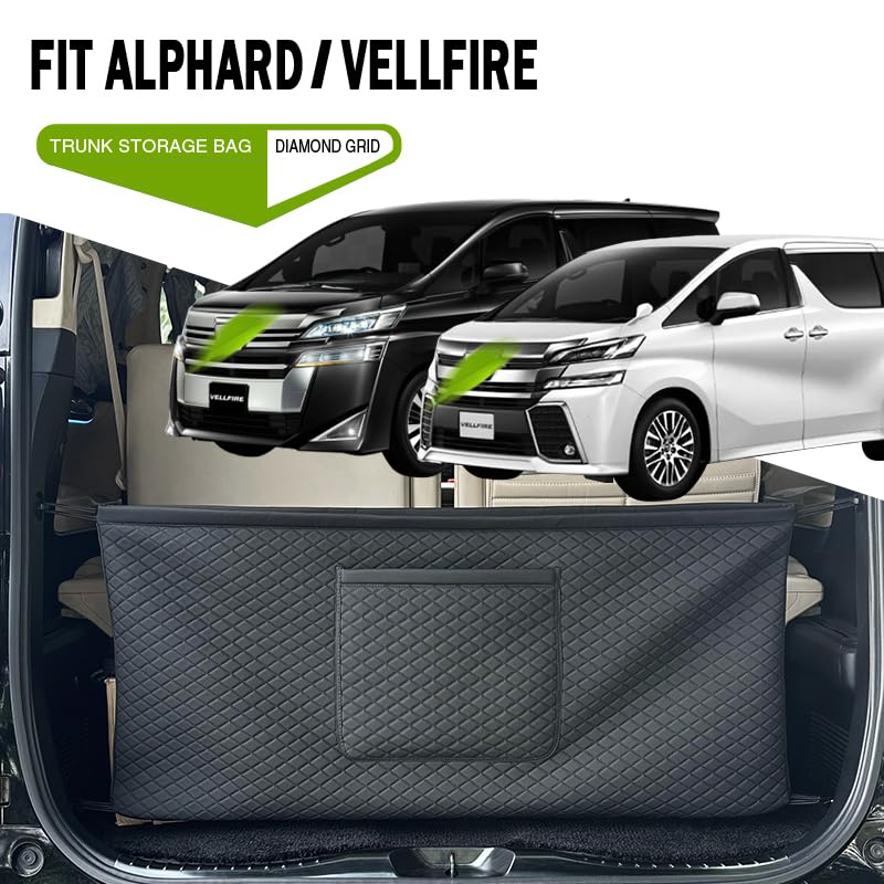 Toyota Series Trunk Storage PU Multifunctional Back Door Large Capacity Storage Fits 2015 and later Black Alphard/Vellfire 40/30 Pocket, Leather,