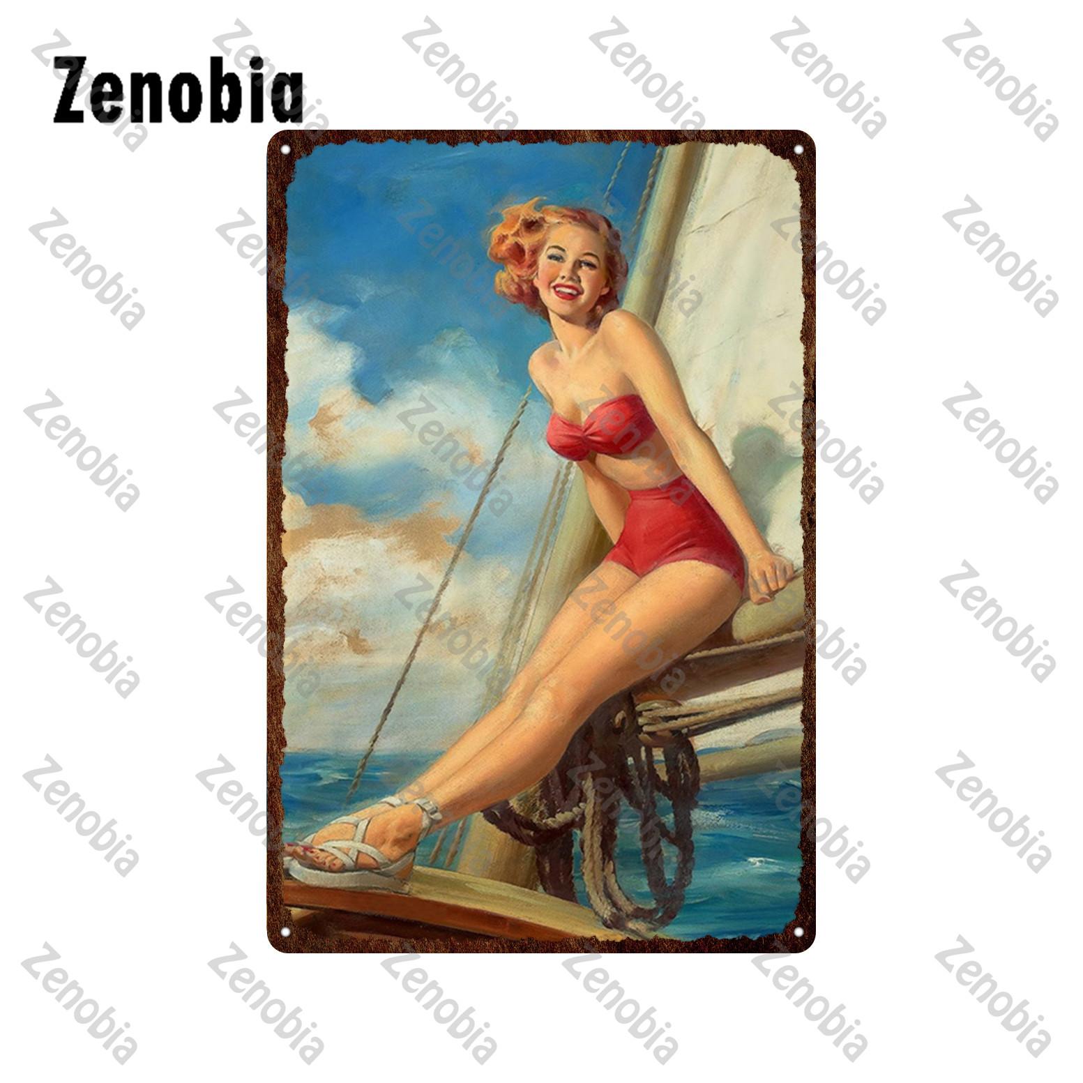 Дональд Раст Pin-Up Girls Металлический Плакат Ванная Ретро Pin-Up Art Сексуальная Женщина Металлическая Вывеска Жестяная Вывеска Декоративная Тарелка Ретро Табличка 20x30cm