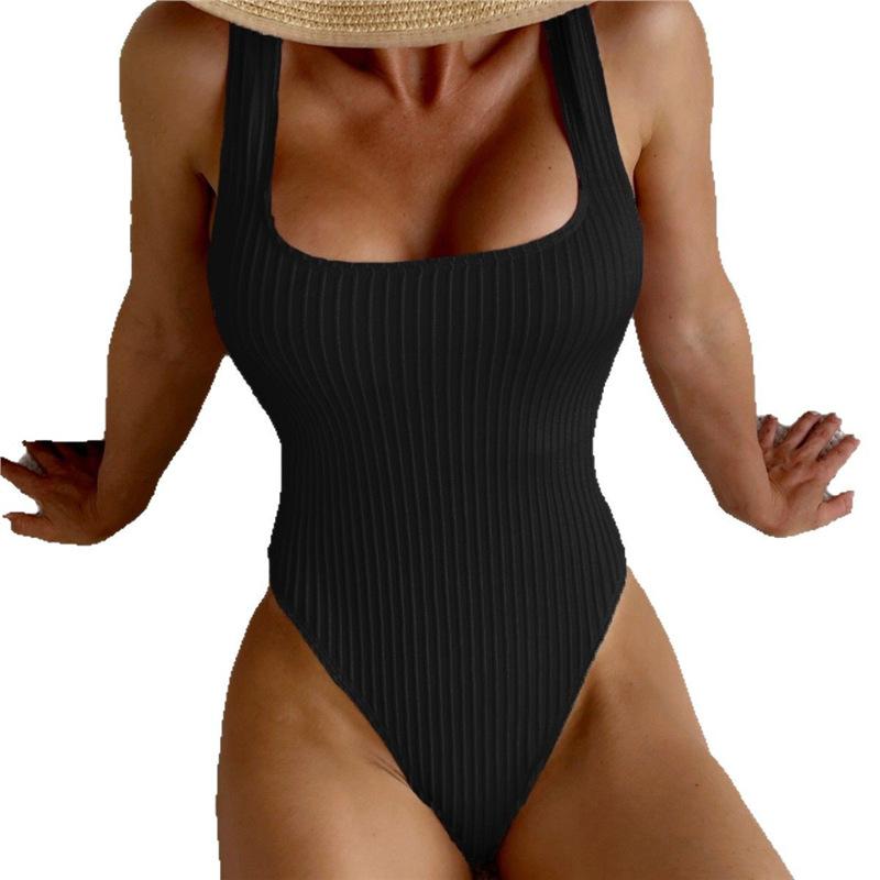 Solid Color One-piece Swimsuit Beach Vacation Monokini Conservative Bikini Slim Backless Swimsuit