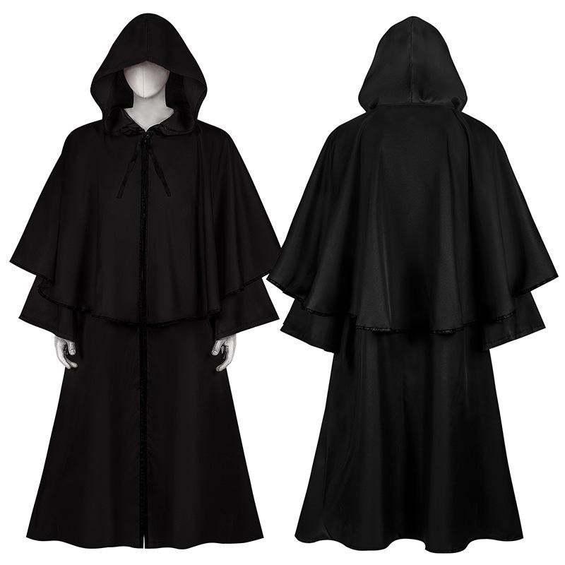 

Halloween Hooded Medieval Wizard Cloak with Long Sleeves - Grim Reaper Style M