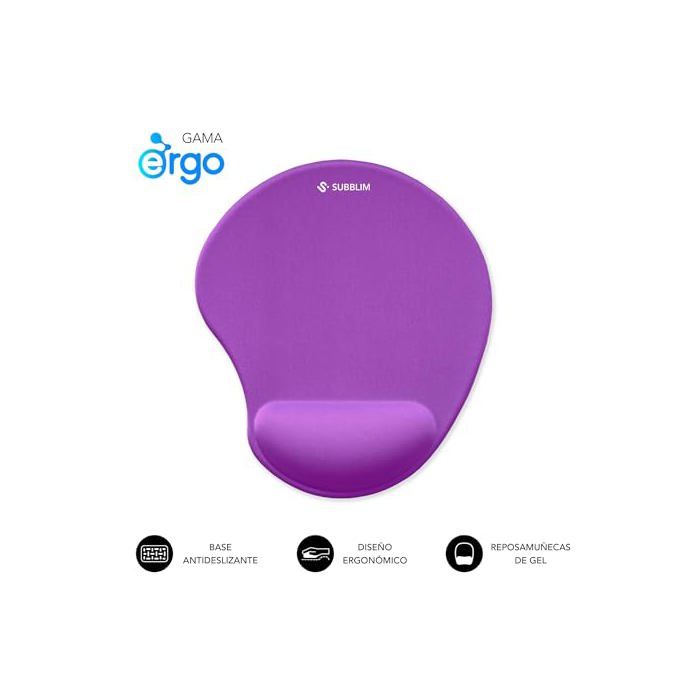 Tapis de souris ergonomique - SUBBLIM - 245x215 mm - Repose-poignet en gel refroidissant - Surface Lycra ultra fine