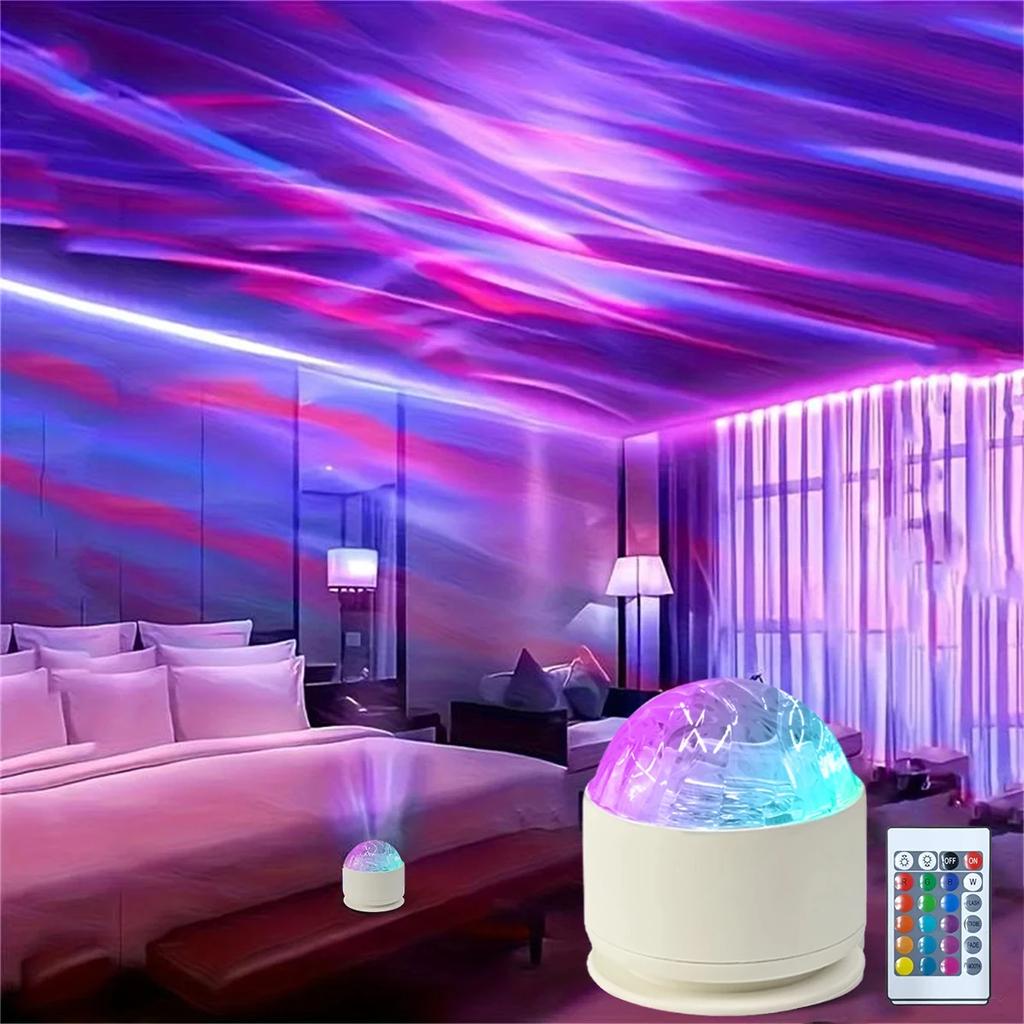 LED Night Light Northern Aurora/Water Ripple Projector Lamp with Remote Control Party Decor Light Projector Atmosphere Light