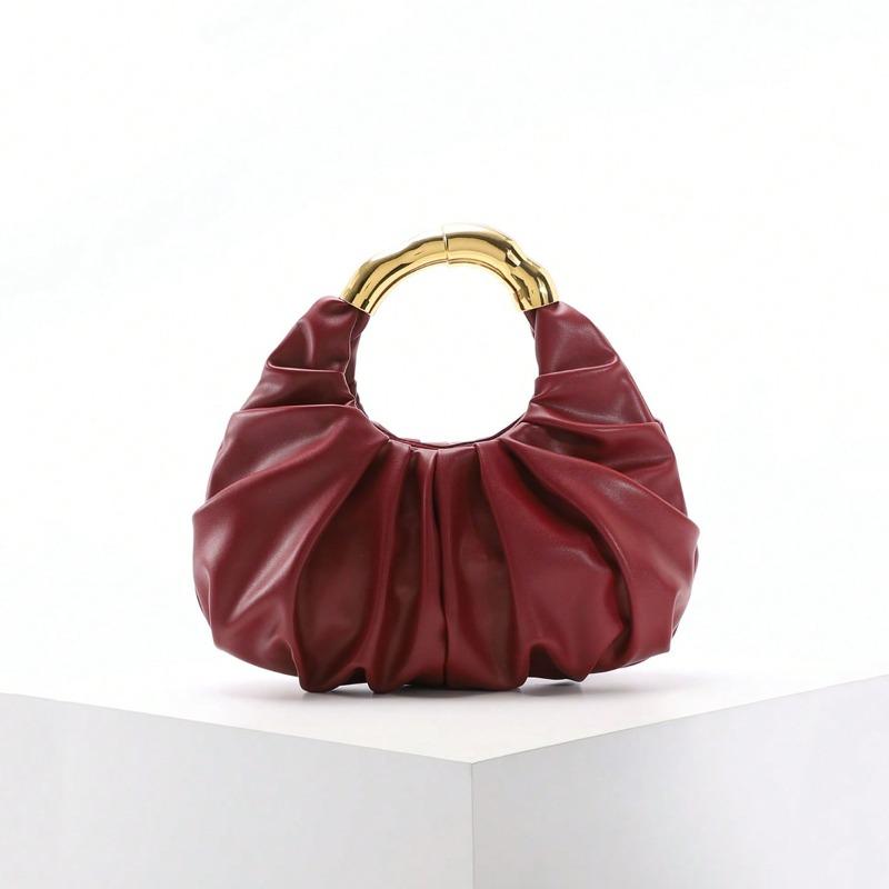 2026 New Women PU Cloud Bag with Asymmetrical Hardware Handle, Elegant Folded Design Tote Minimalist Crossbody Purse for Ladies