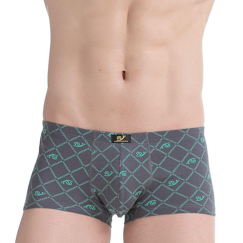 Men's Low Waisted Printed Underwear Men's Pure Cotton Breathable Youth Plus Size Four Corner Shorts