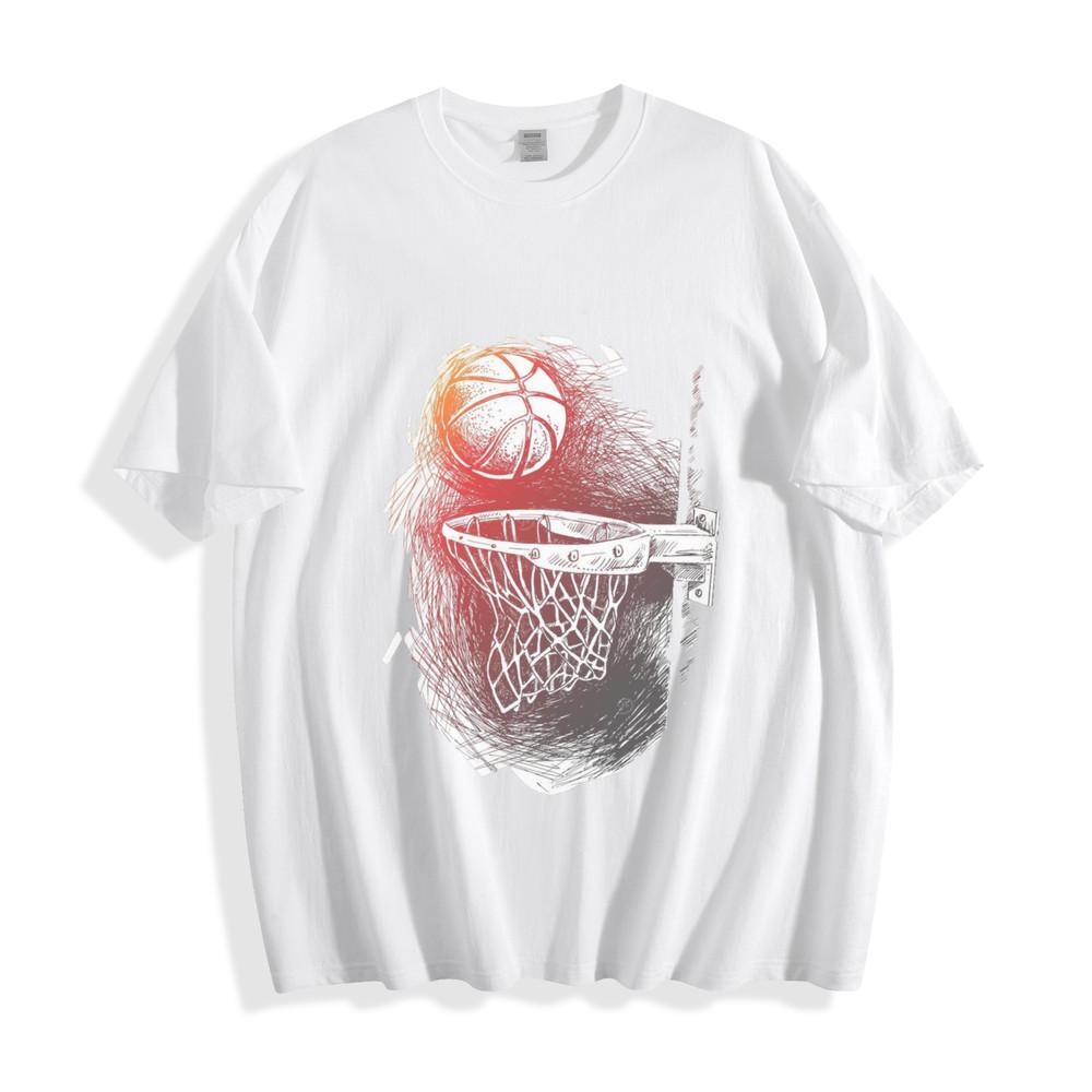 

Basketball Rim T-Shirt - Dynamic Red Sketch Design Unisex Tee M