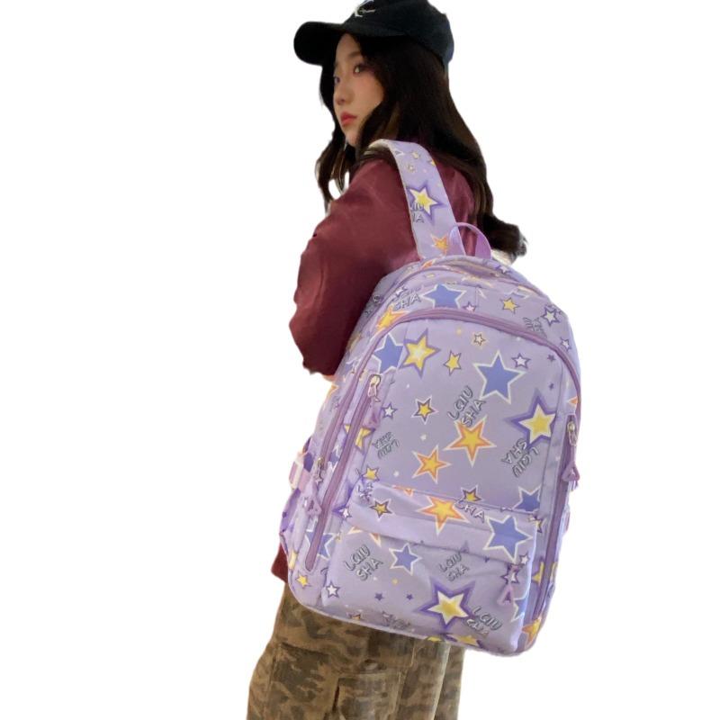 Wind schoolbag female junior high school student high value star girl backpack travel portable backpack