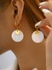 Summer Beach Collection Fashion Elegant Vintage Style Stainless Steel 18K Gold Plated Round Mother Of Zircon Earrings For Women