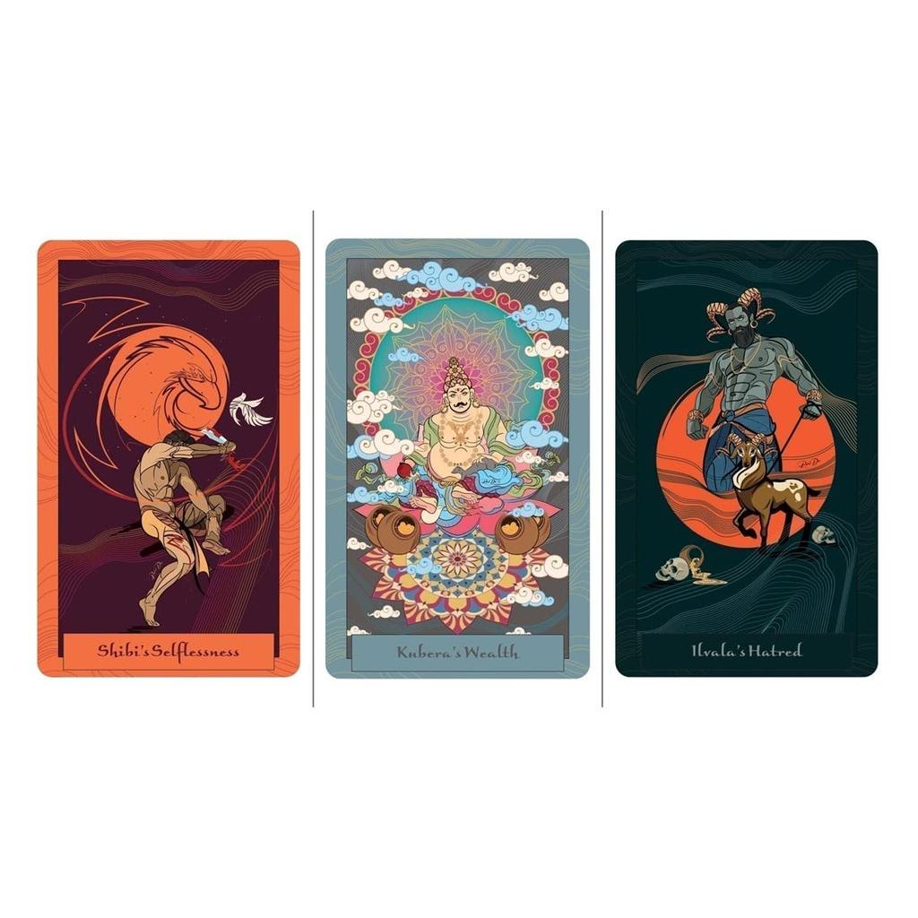 Kancharo 50-Card Oracle Tarot Card Set [Wisdom from the Epics of Hind] Includes Japanese Oracle Card Basic Instructions & Pouch (Authentic)
