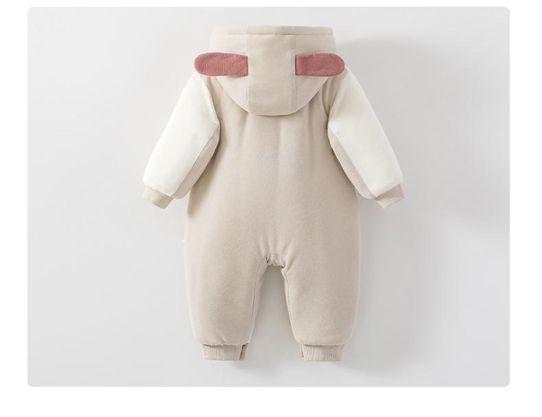 Autumn/Winter Hooded Baby Romper: Thick Cotton Jumpsuit for Newborns