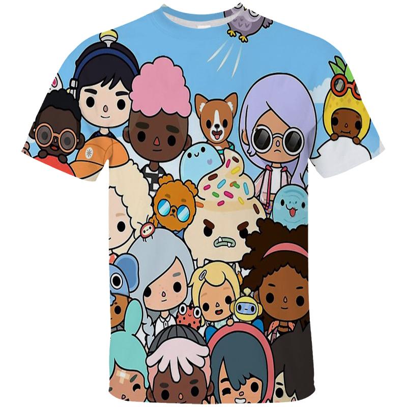 Maglietta Toca Life World 3D Anime Toca Boca Stampa 3D T-shirt Moda Bambino Magliette Oversize Top Magliette Magliette Vestiti