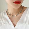 European-American Fashion Blue Stone & Freshwater Pearl Necklace