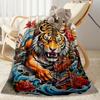 Tiger And Roses Blanket Suitable for Offices, Travel, Living Rooms Also a Good Gift for Friends and Family Suitable for All Seasons.