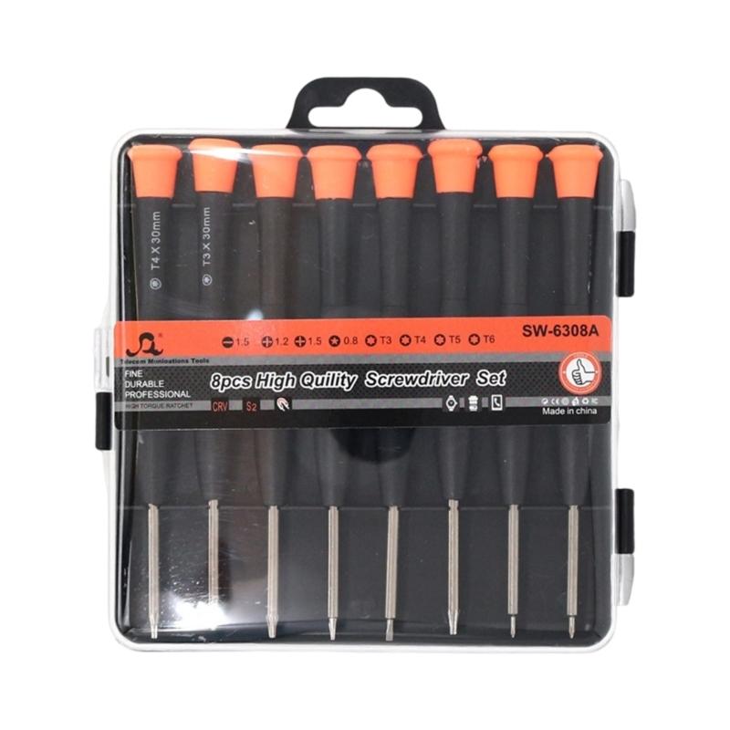 Heavy Duty Magnetic Screwdriver Set 8 Interchangeable Heads Suitable For Professional And Home Use Tight Space Repairs