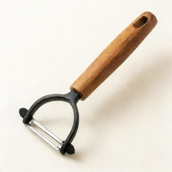 Stainless Steel Vegetable Peeler with Acacia Wood Handle, Ergonomic Potato Cutter for Fruit Carrot Cucumber, Kitchen Multifunctional Tool