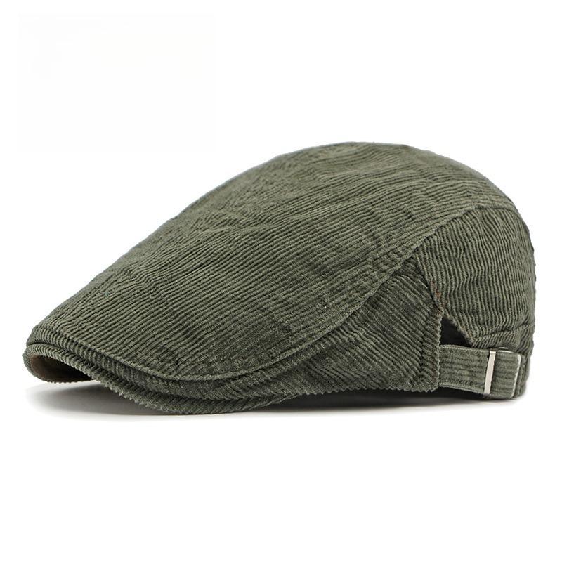 Unisex Reversible Corduroy Flat Cap Autumn Winter Warm Ivy Cap Dual Wear Retro British Beret Cabbie Hat Duckbill Cap