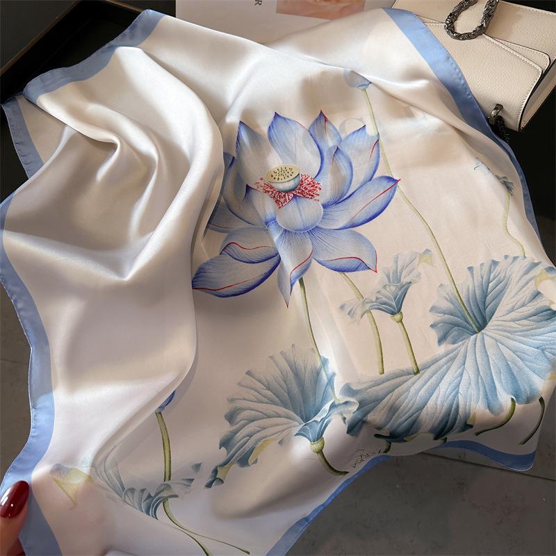 Fashion Luxury Brand 70cm Silk Square Scarf Women Satin Neck Tie Female Hair Bandana Headkerchief Shawl Wrap Hijab Echarpe